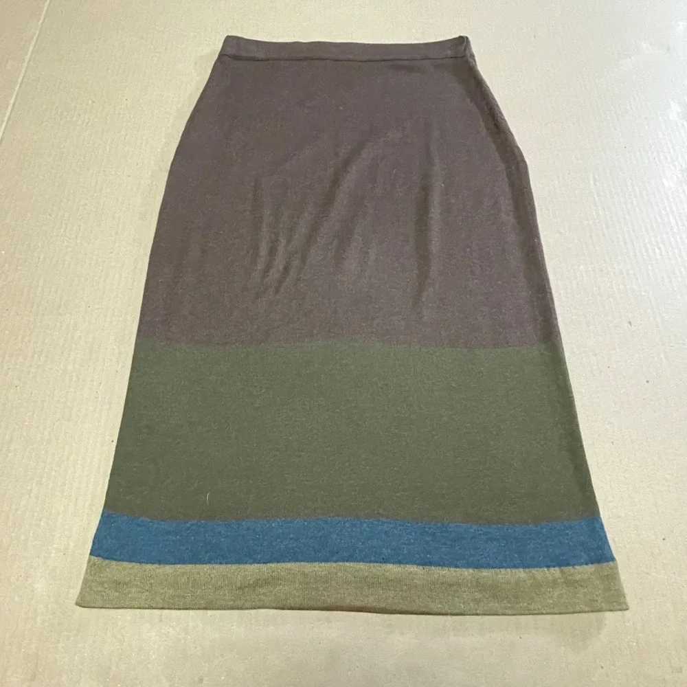 Peruvian Connection Women S 100% Pima Cotton Striped Colorblock Knit Midi Skirt